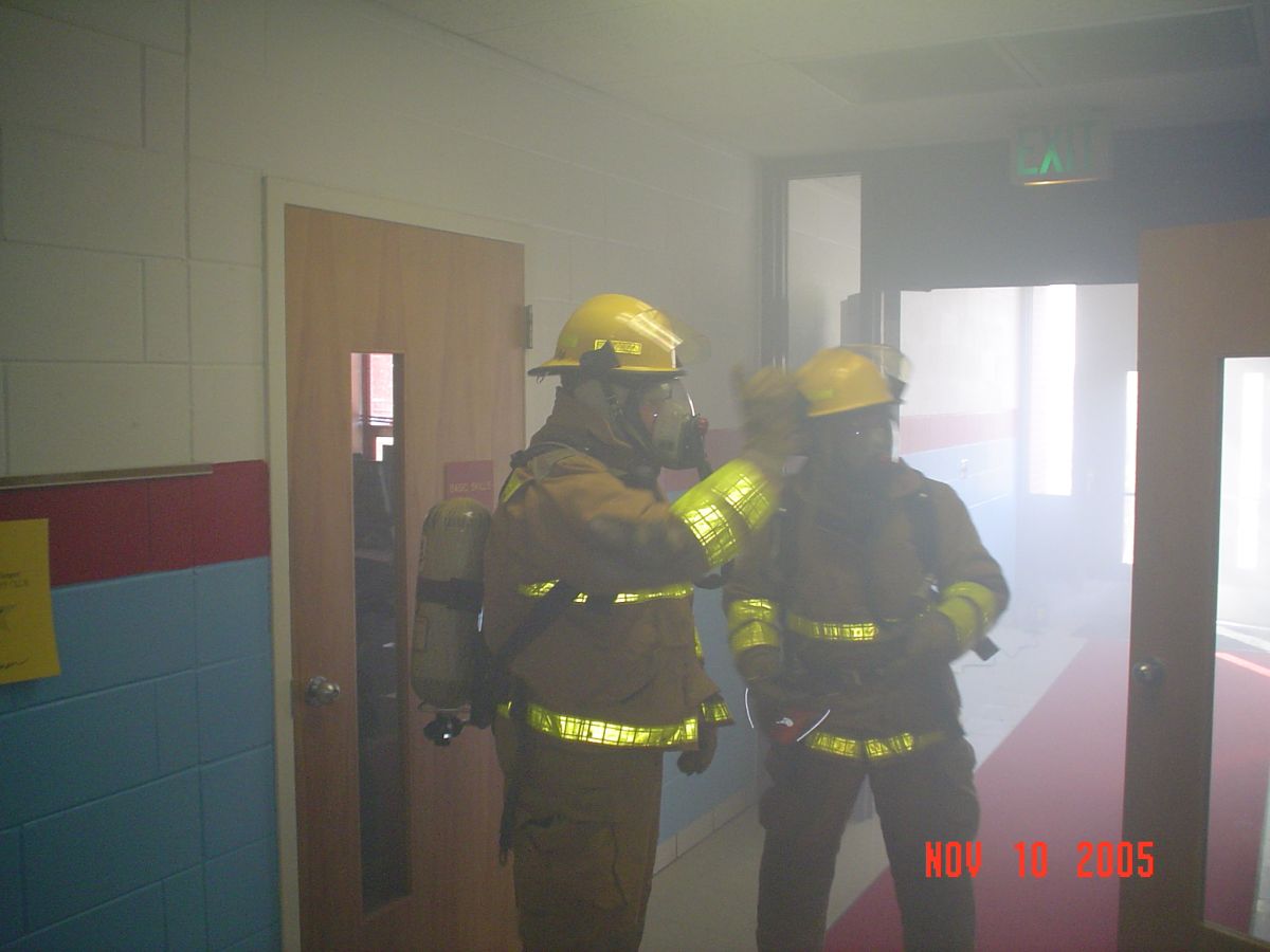 Fireman in smoked filled room